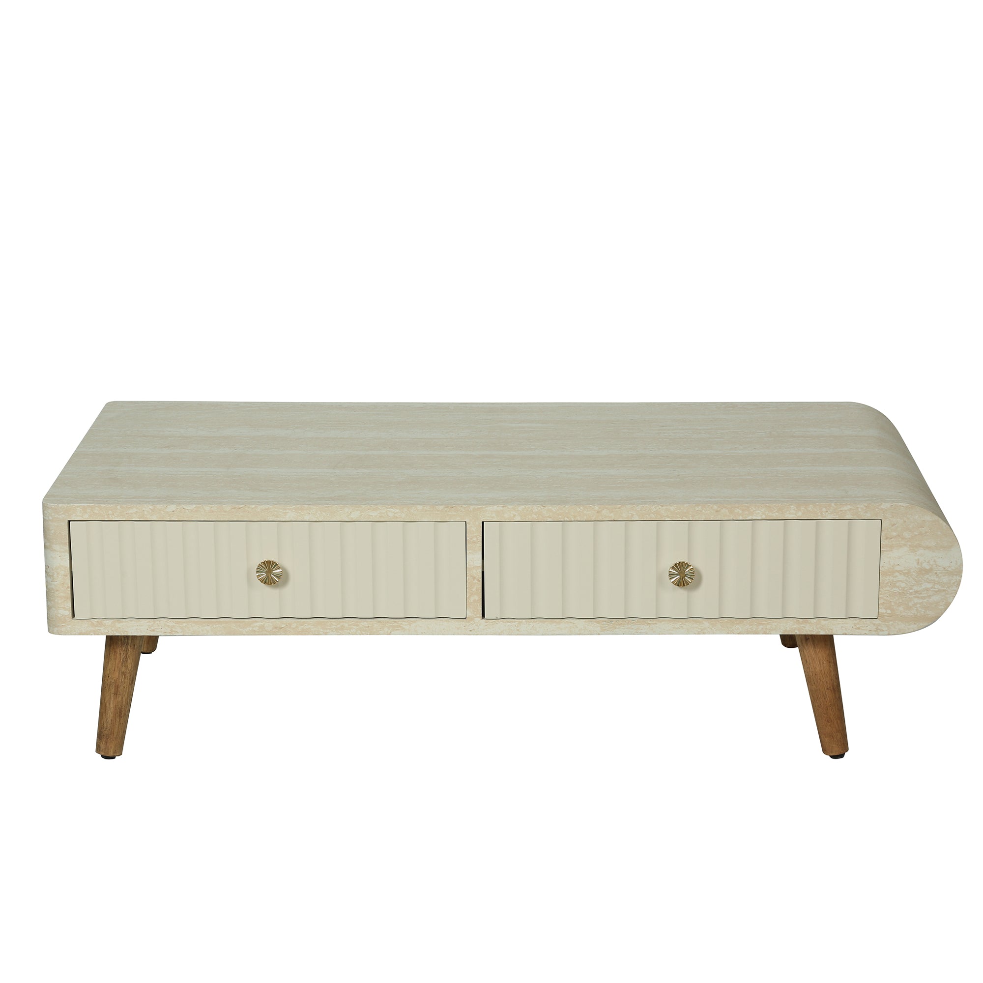 Coffee Table with Veneered Faux Marble Tabletop