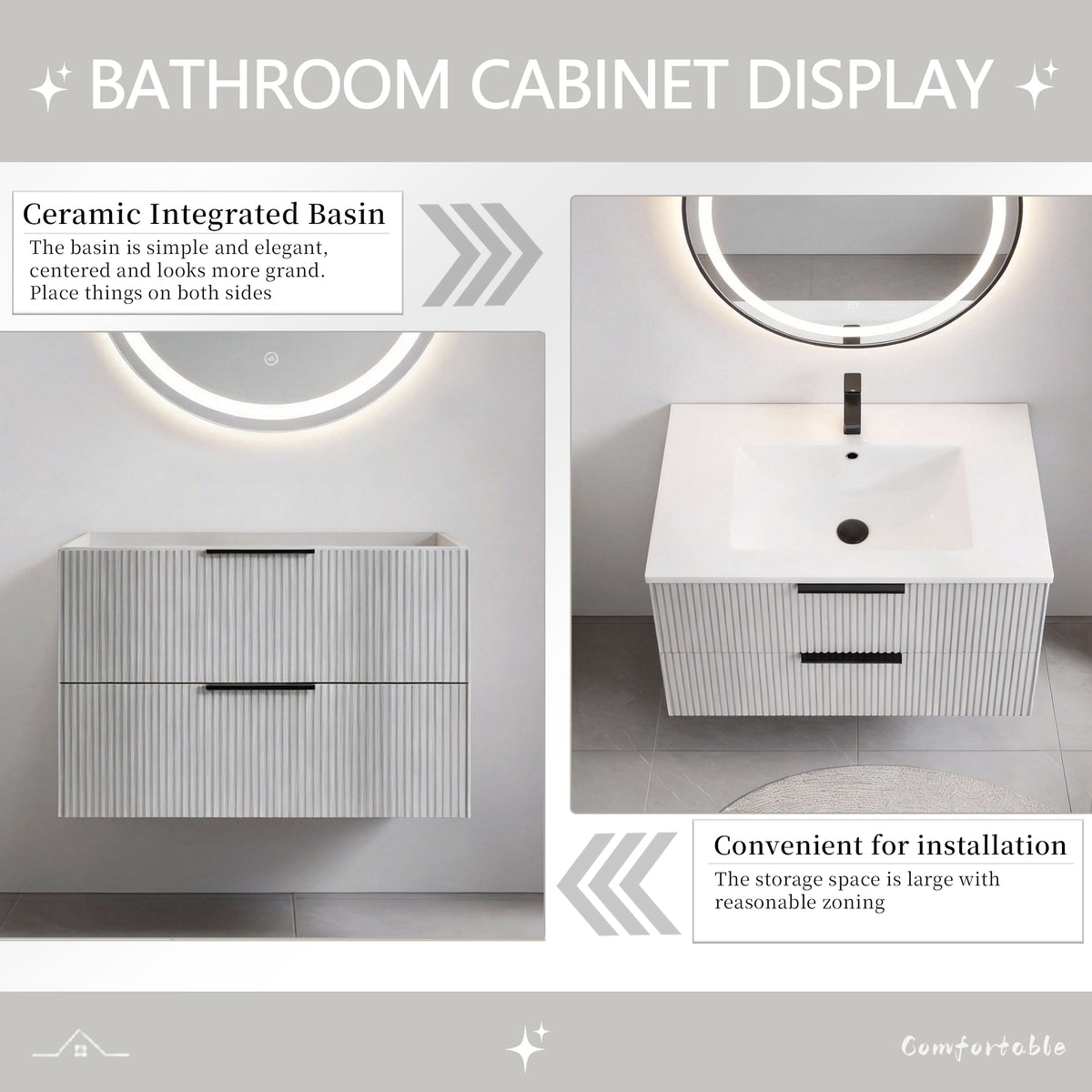 30 Inch Bathroom Vanity Cabinet With Ceramic Sink