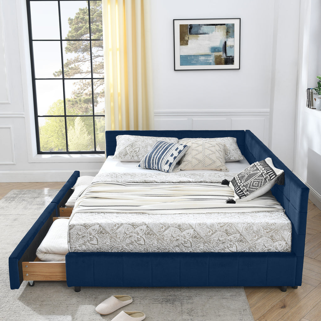 Queen Size Storage Upholstered Tufted Bed Frame