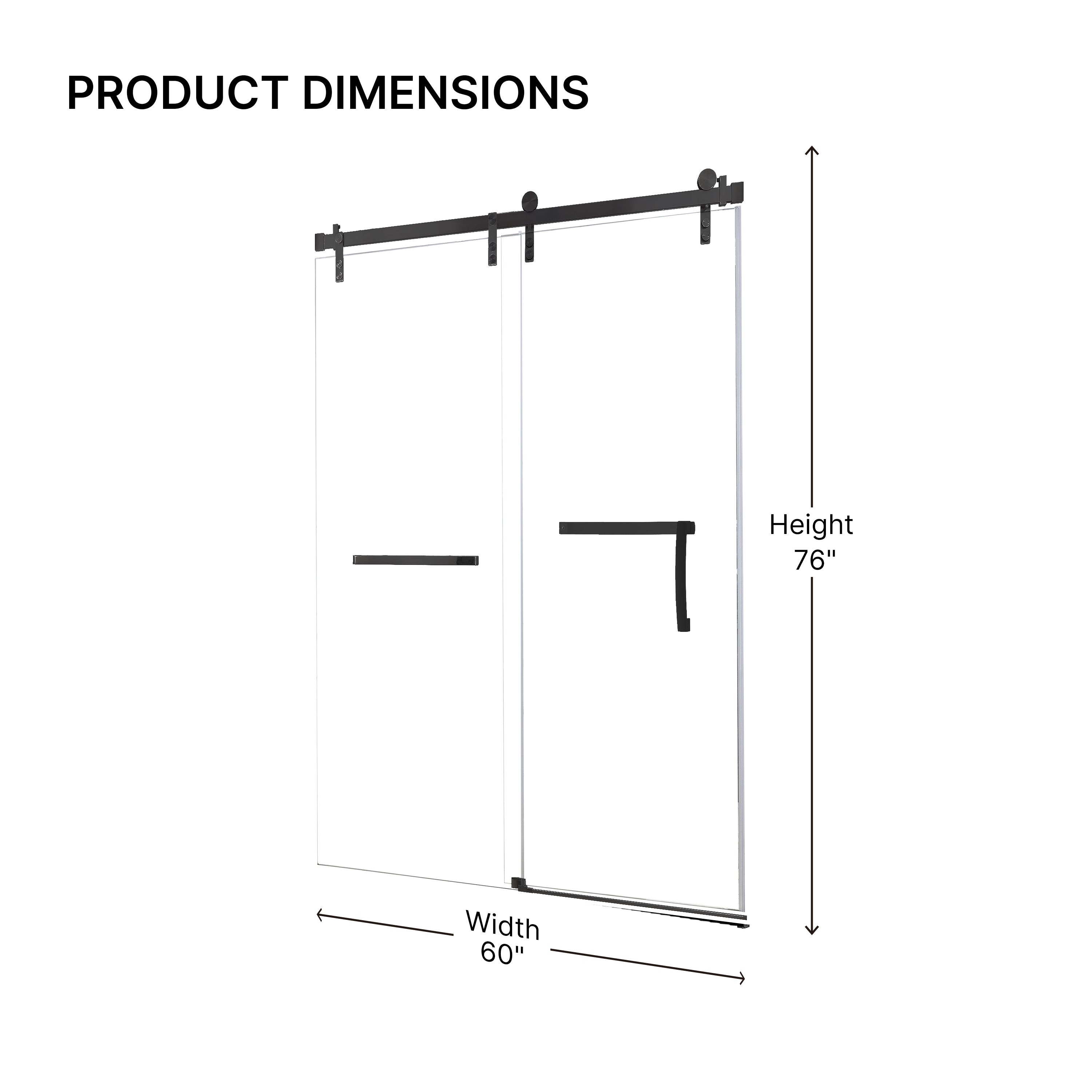 Frameless Single Sliding Shower Door - 60" x 76"