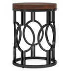 20" Round Industrial Side Table with Metal Openwork Frame