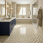12x12 White Gold Two Color Waterjet Marble Tile