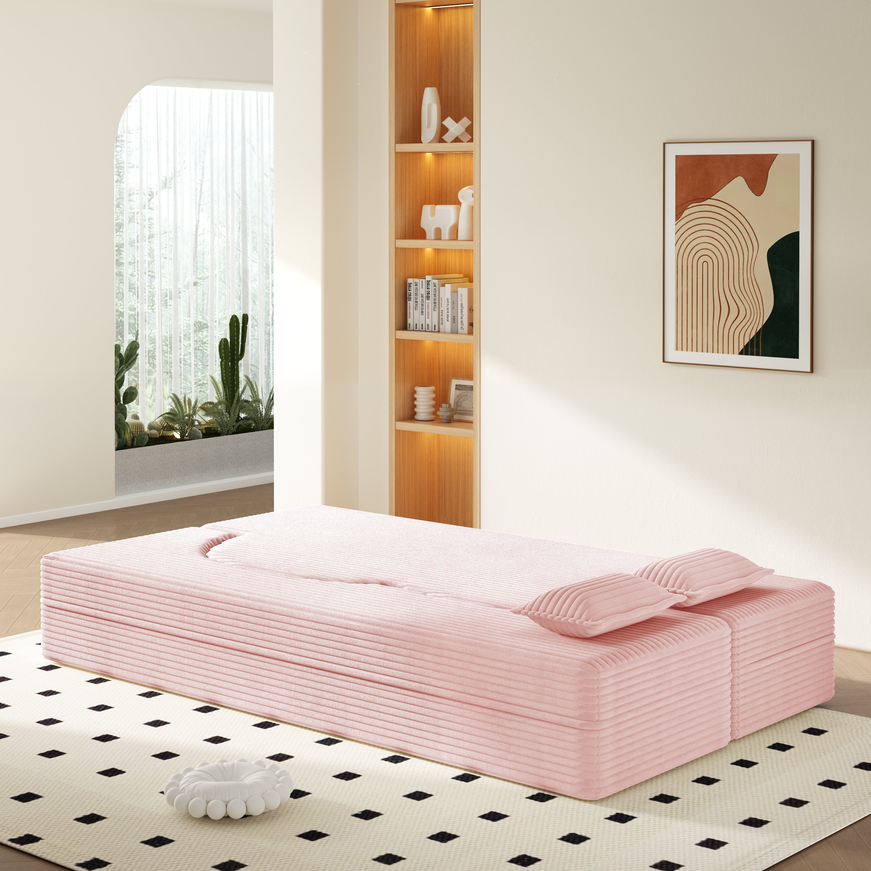 Modern Floor Sofa with 2 Pillows