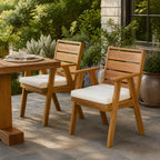 Outdoor Dining Chairs Set of 2, Acacia Wood Patio Chairs