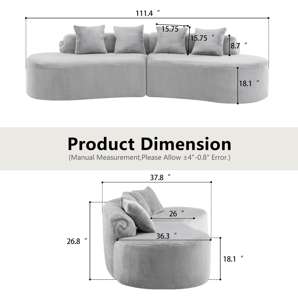 Modern and Simple Curved Flannelette Sofa