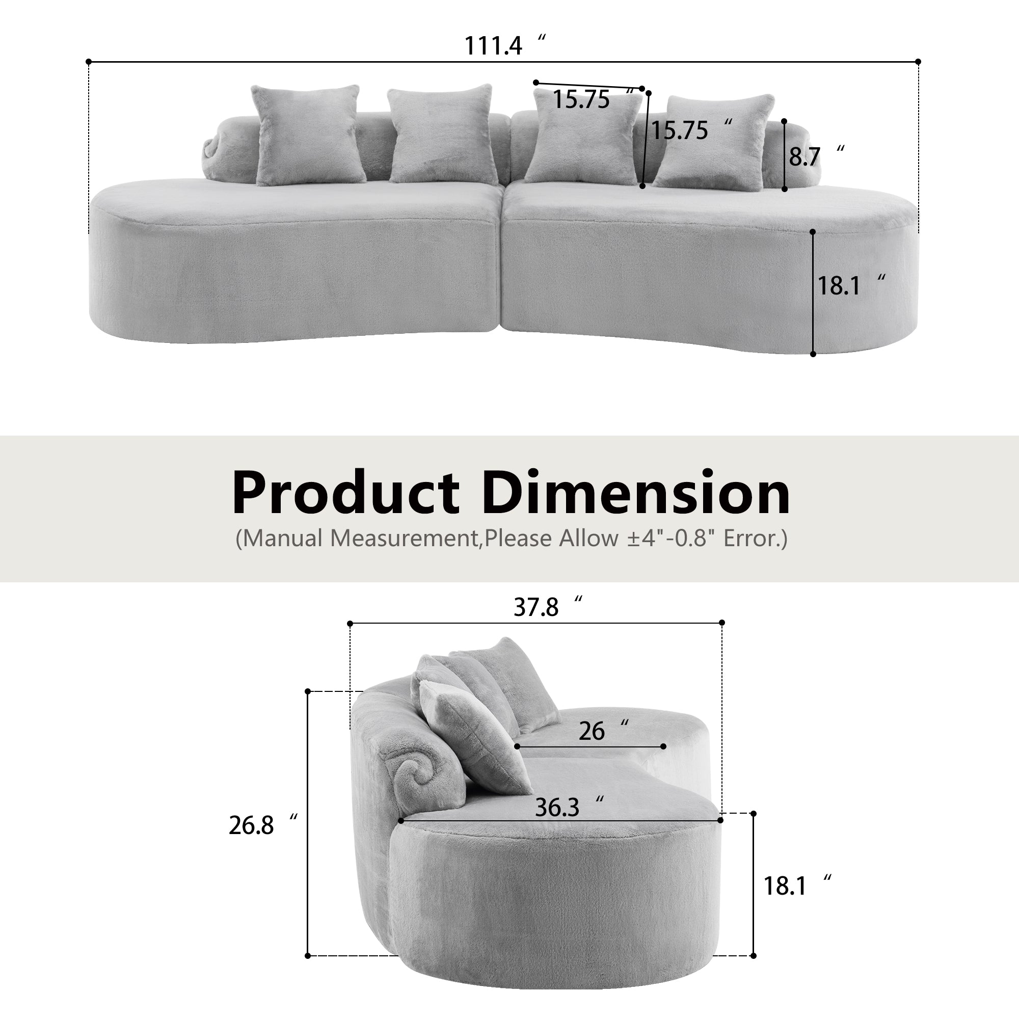 Modern and Simple Curved Flannelette Sofa