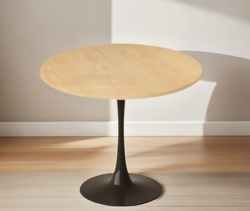 Modern Round Dining Table with Metal Base