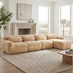 L-Shaped Soft And Fluffy Plush Fabric Modular Sectional Sofa