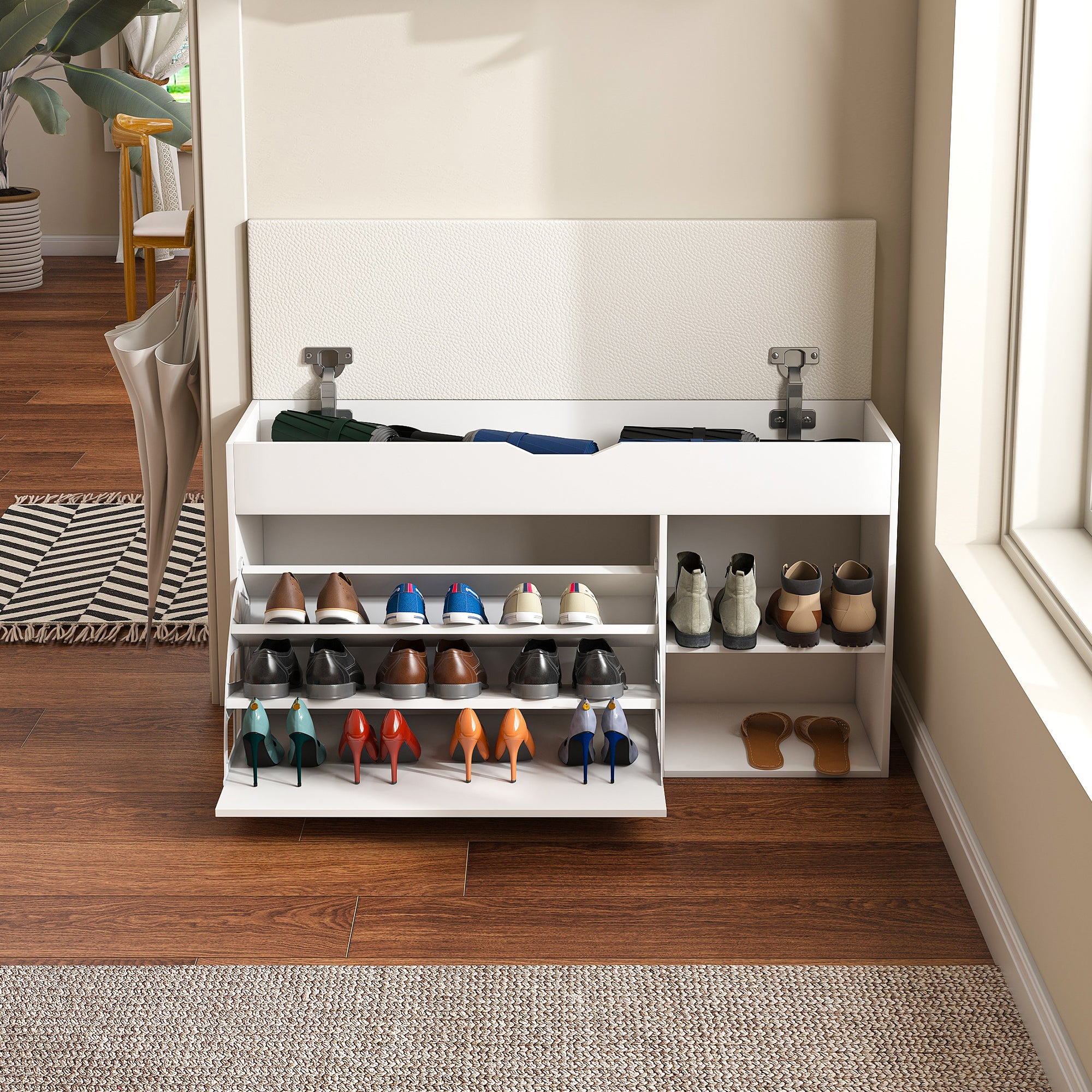 Entryway Bench with Shoe Storage