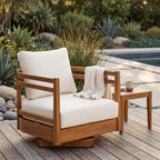 Acacia Wood Outdoor Swivel Chair