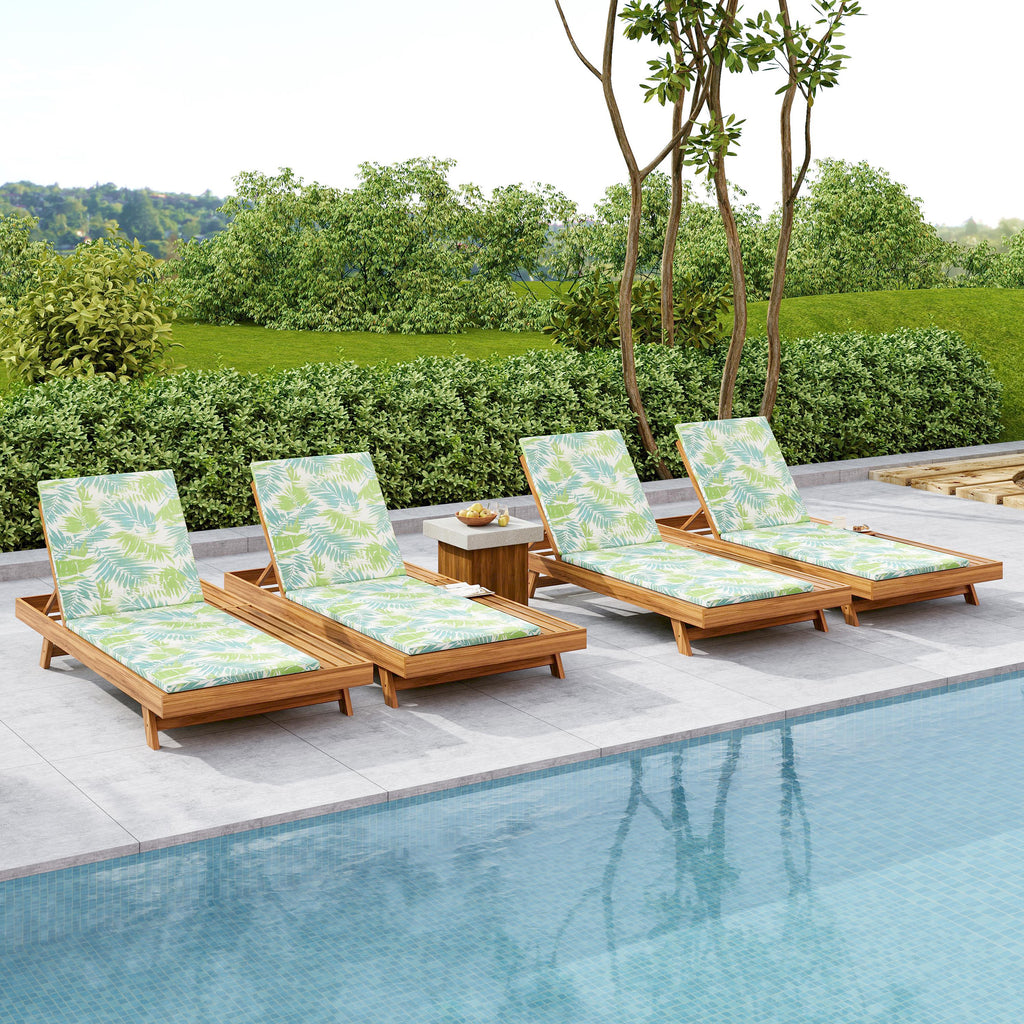 Lounge Chaise Set - Premium Acacia Wood with Cushions