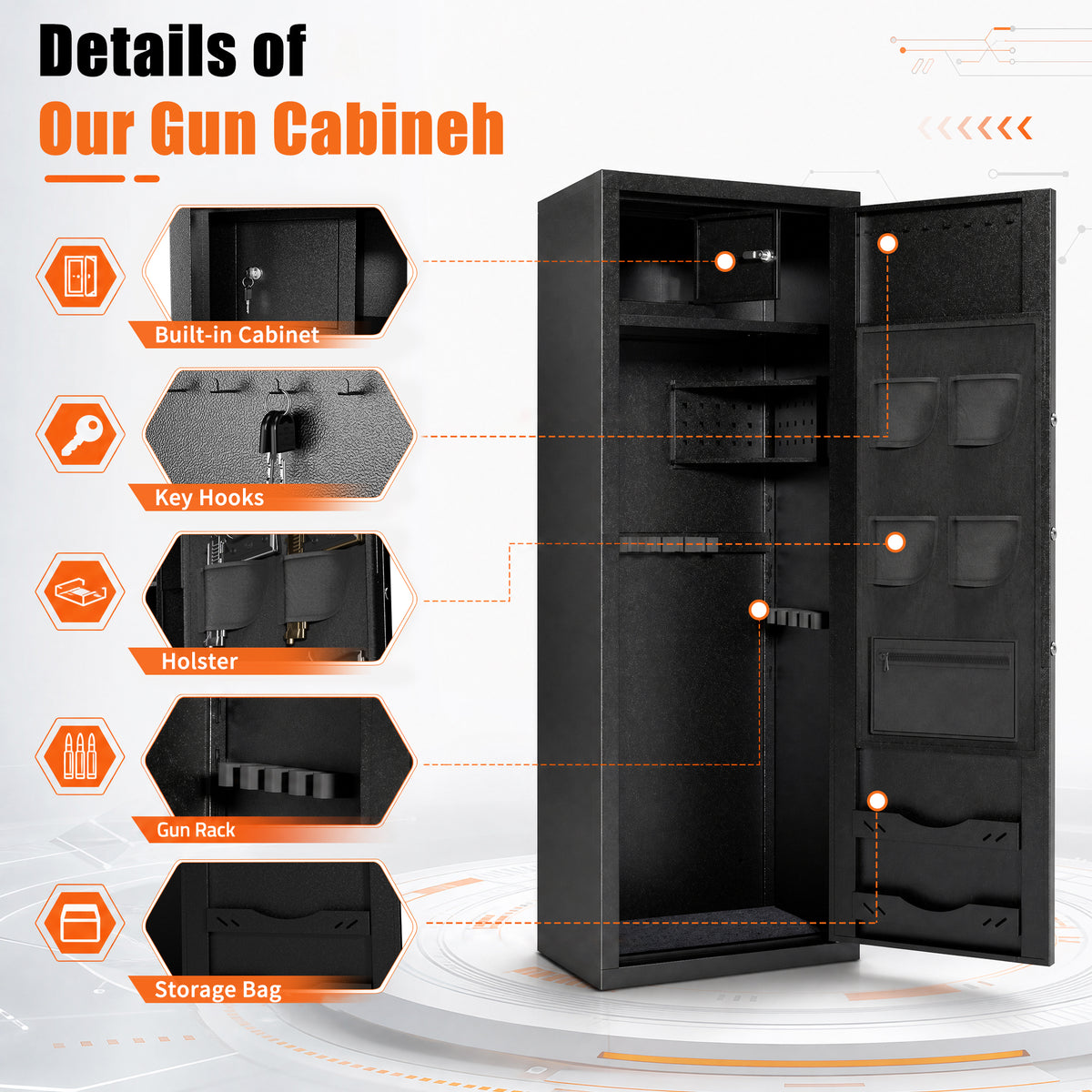 Biometric Large Gun Safe - 57" Quick Access Rifle Safe