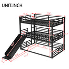 Full Over Full Over Full Bunk Bed with Slide