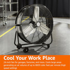 24 In. Heavy Duty Metal Industrial Drum Fan