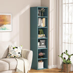 70.9" Blue 6-Tier Narrow Corner Cube Bookcase