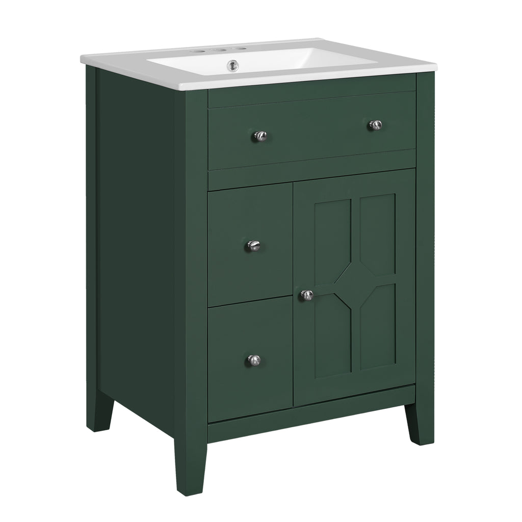 24" Modern Bathroom Vanity with Ceramic Basin
