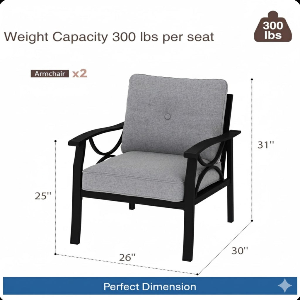 Set of 2 All-Weather Metal Armchairs