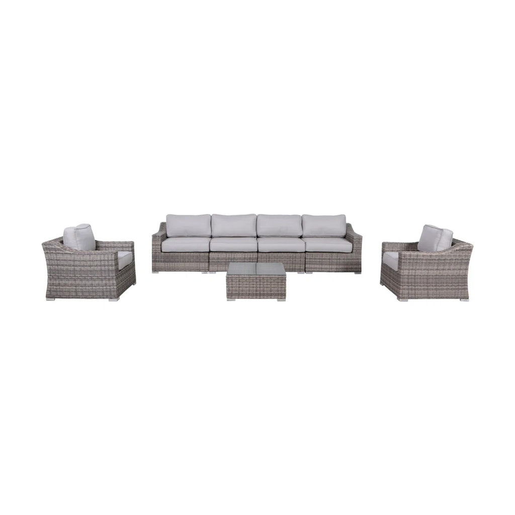 LSI Fully Assembled Outdoor Wicker Seating Group for 6 with Cushions