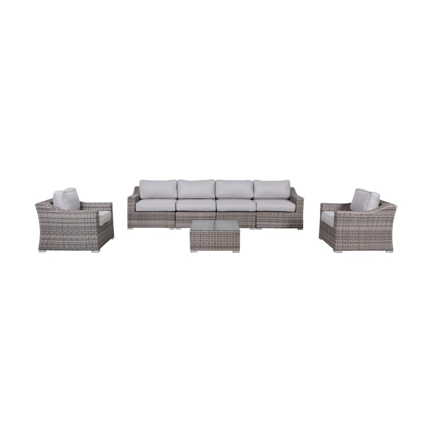 LSI Fully Assembled Outdoor Wicker Seating Group for 6 with Cushions