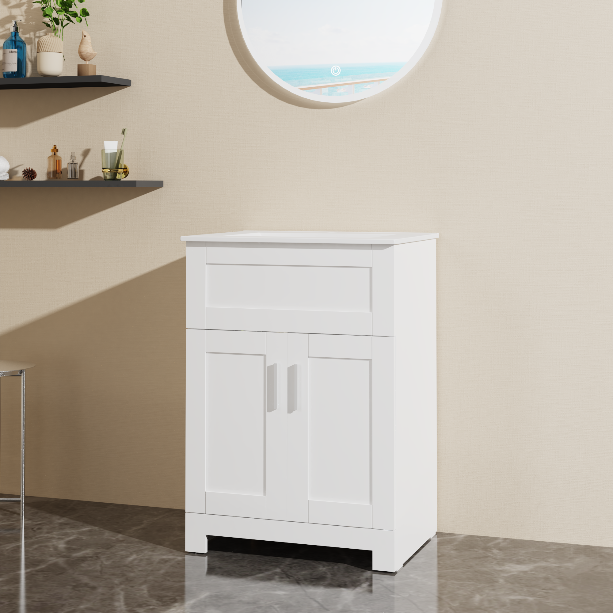 Goodyo 24" Sink Bathroom Vanity Laundry Cabinet Combo