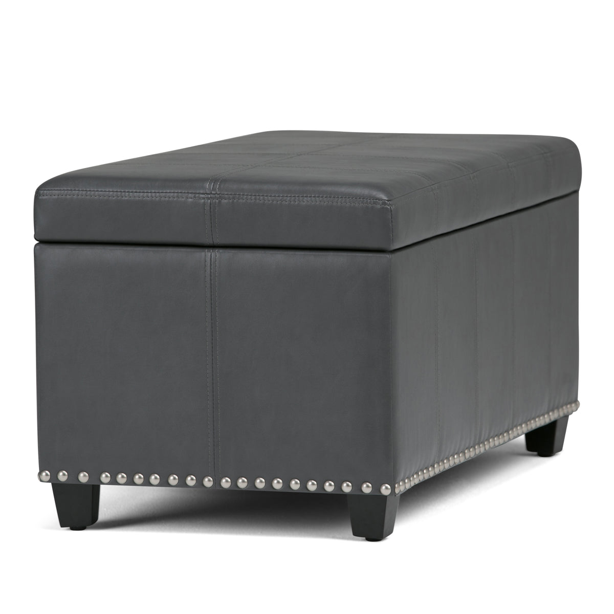 Amelia 33 Inch Wide Storage Ottoman Bench in Stone