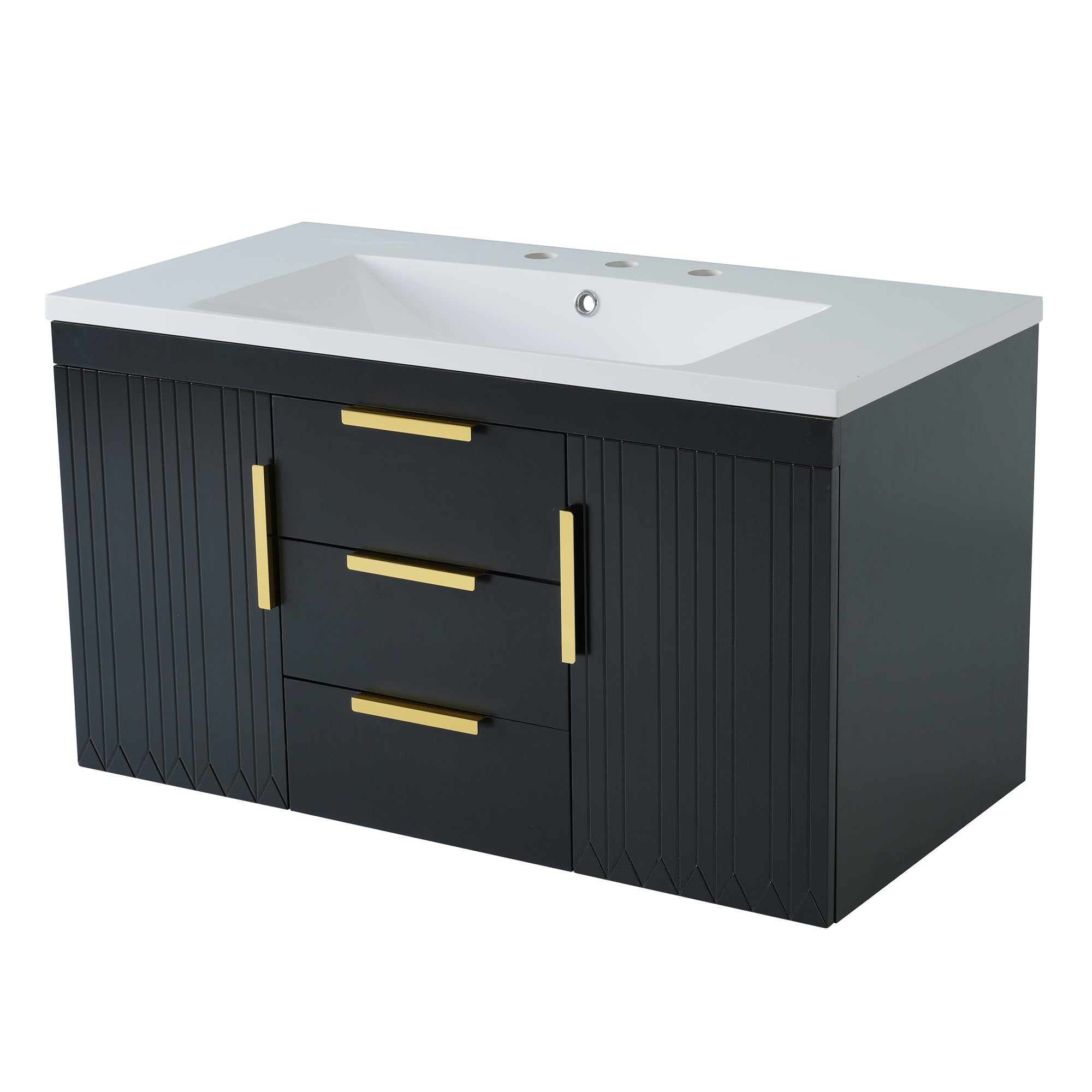 36'' Wall Mounted Bathroom Vanity with Resin Sink