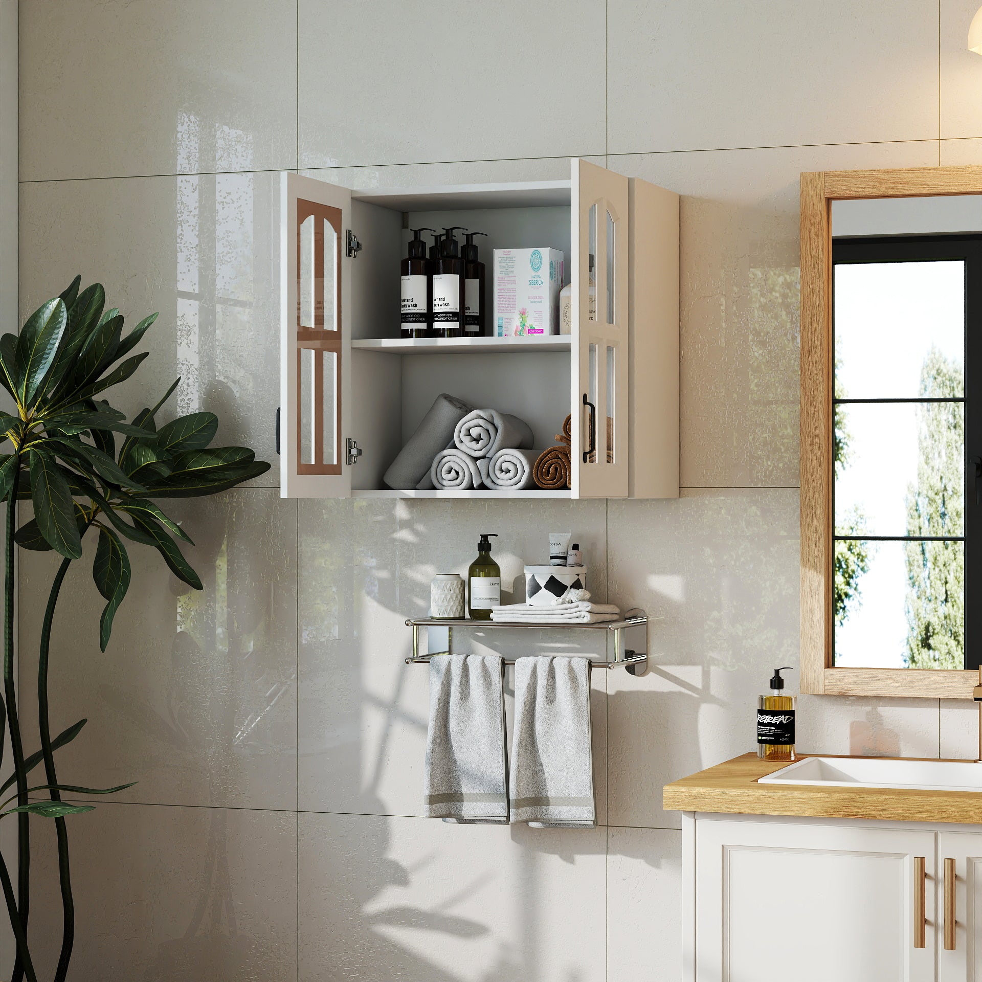 Wall Cabinet with Glass Doors