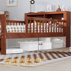 Twin Size Bed with Headboard Storage Rack, Two Under-Bed Drawers