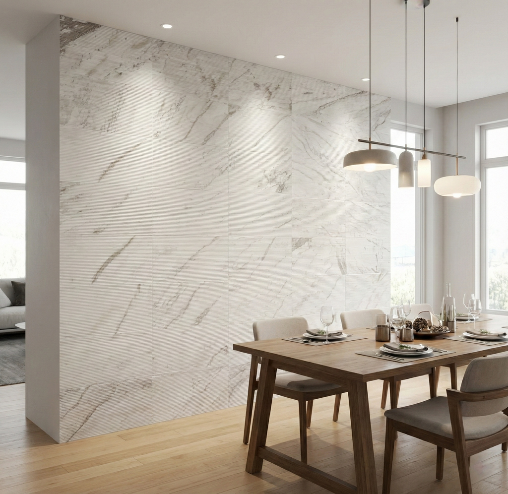 12x24 White Marble Wall Décor