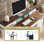 55" Farmhouse Office Desk with Storage Cabinet