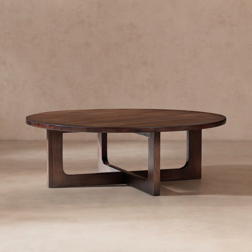Pino 48-Inch Round Reclaimed Pine Coffee Table, Java