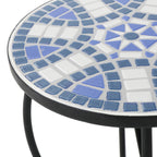 Outdoor Round Side Table with Mosaic-Style Top and Curved Iron Legs