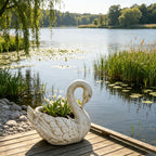 12.8-Inch Tall Vintage Swan Planter Statue