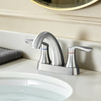Two Handle 4 Inch Centerset Bathroom Sink Faucet with Pop-Up Drain