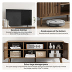 55-Inch Wooden TV Cabinet with 2 Vertical Groove Doors