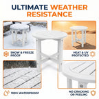 White HDPE Outdoor Side Table - 16 in. Round All-Weather Patio End Table
