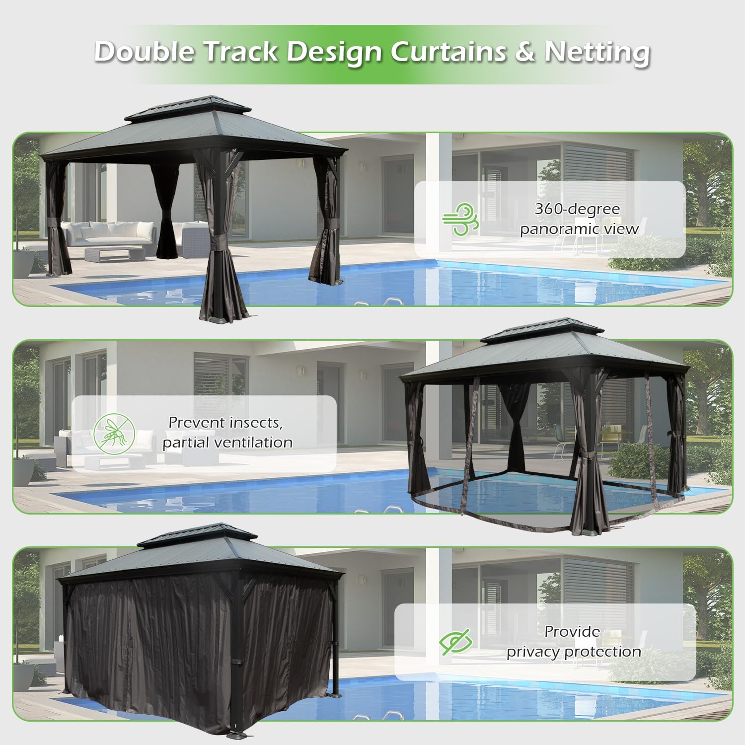 12'x14' Hardtop Gazebo with Resin Roof