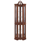 Walnut Corner Curio Cabinet with Lights