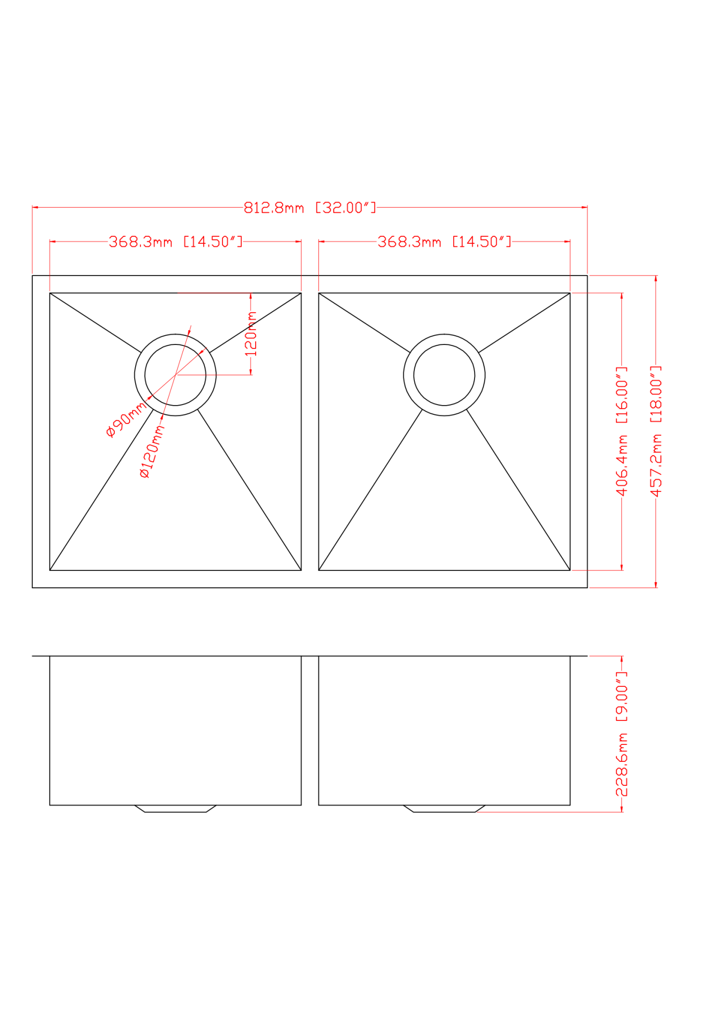 16 Gauge Stainless Steel Undermount Double Bowl Kitchen Sink