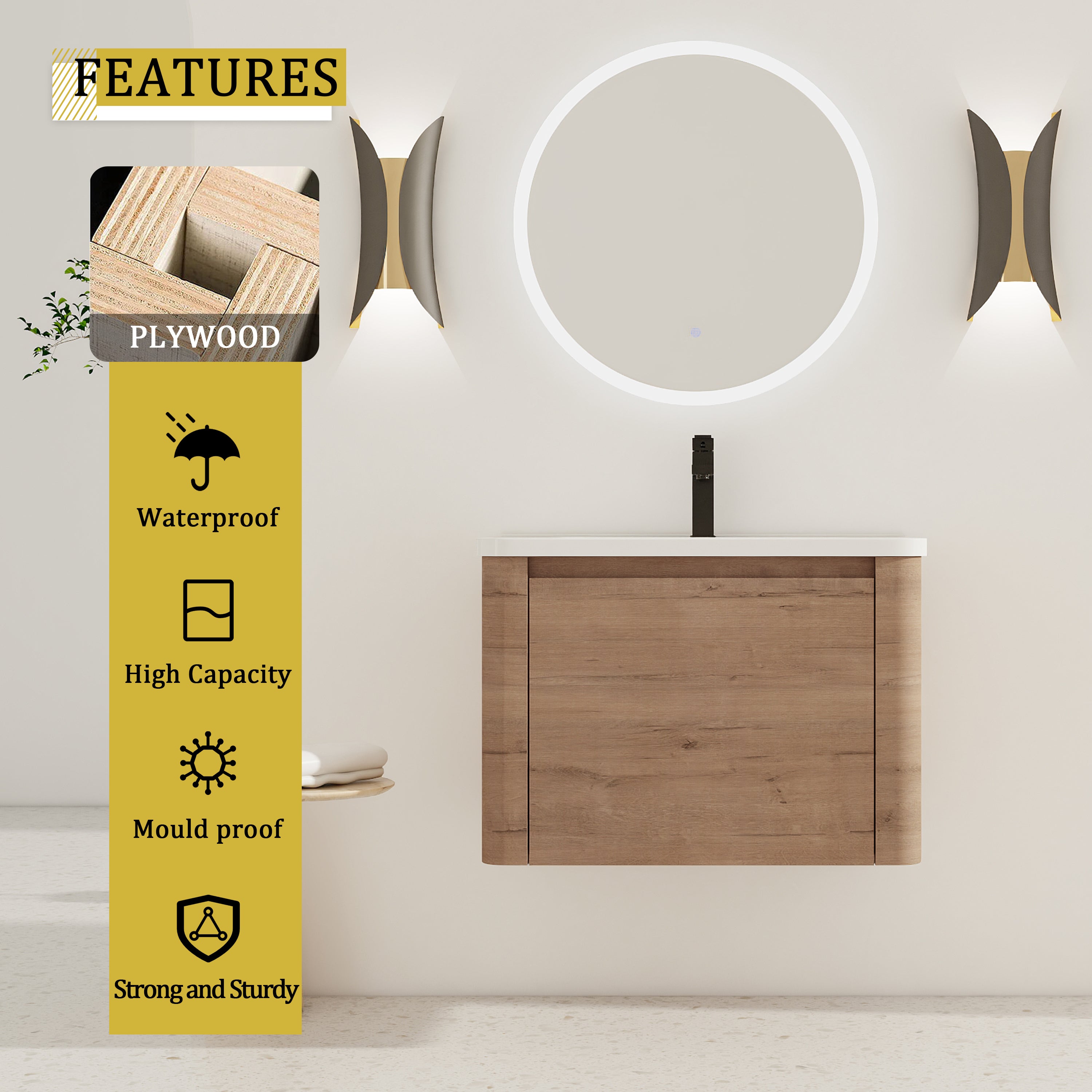52'' Wall-Mounted Bathroom Vanity