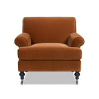Alana 38" Lawson Accent Arm Chair with Metal Casters, Burnt