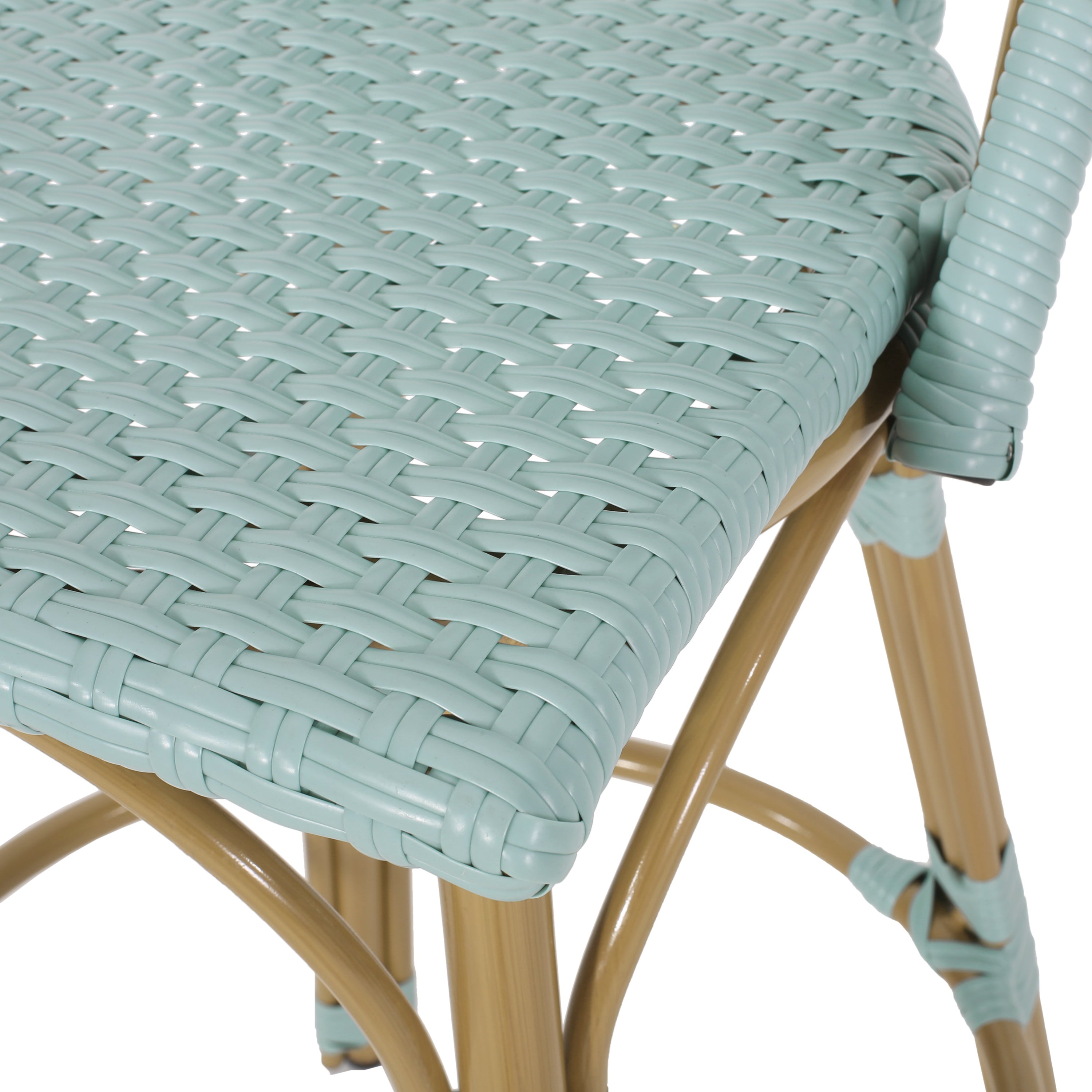 29.5' Outdoor PE Rattan and Aluminum French Barstools, Set of 2