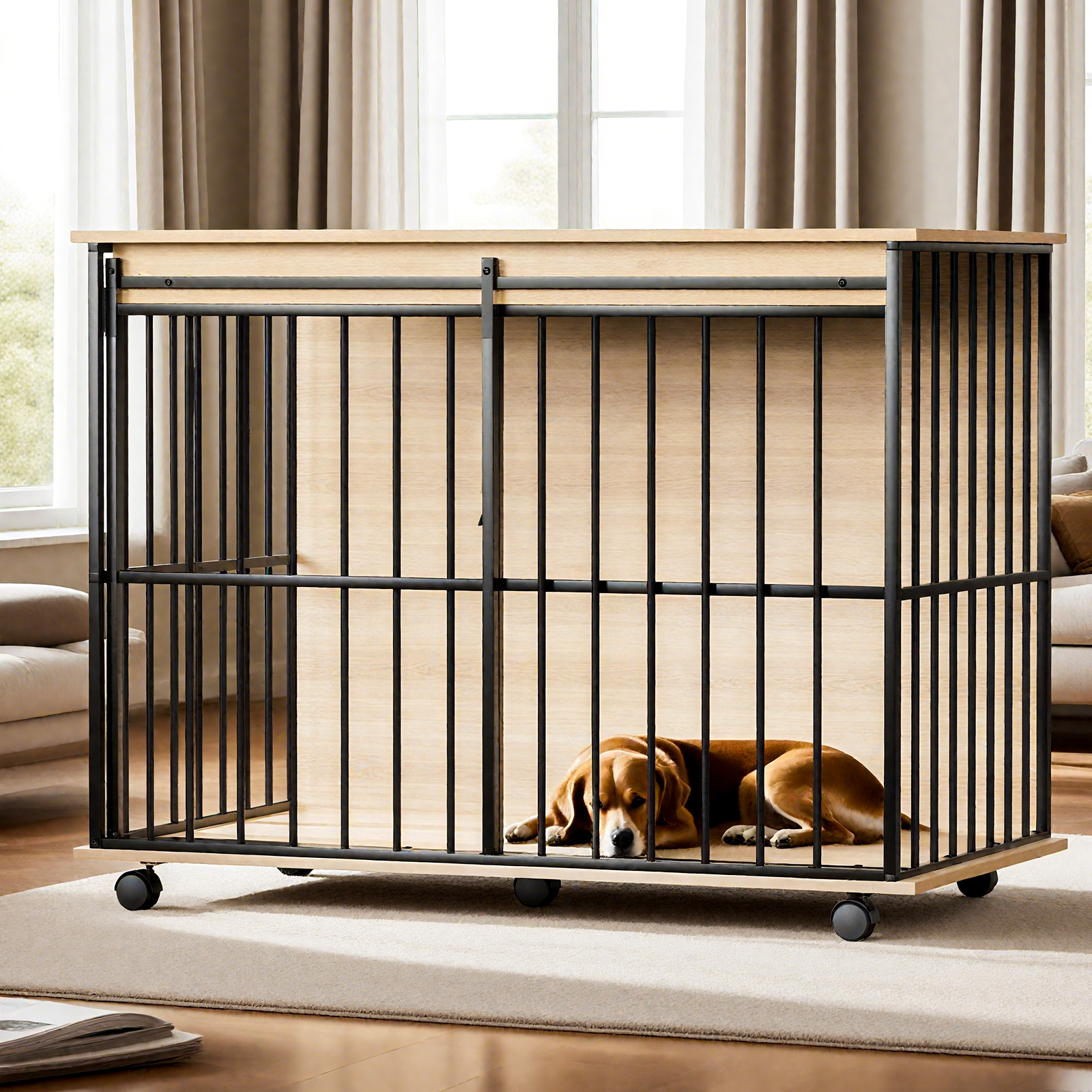 Wooden Dog Crate Furniture for Medium to Large Dogs