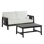 2 Piece Sofa Set with Cushions Outdoor Loveseat & Coffee Table Set