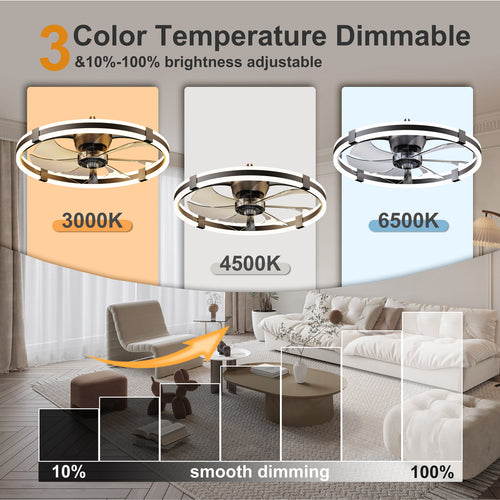 23.6'' LED Ceiling Fan Light Remote DC Motor