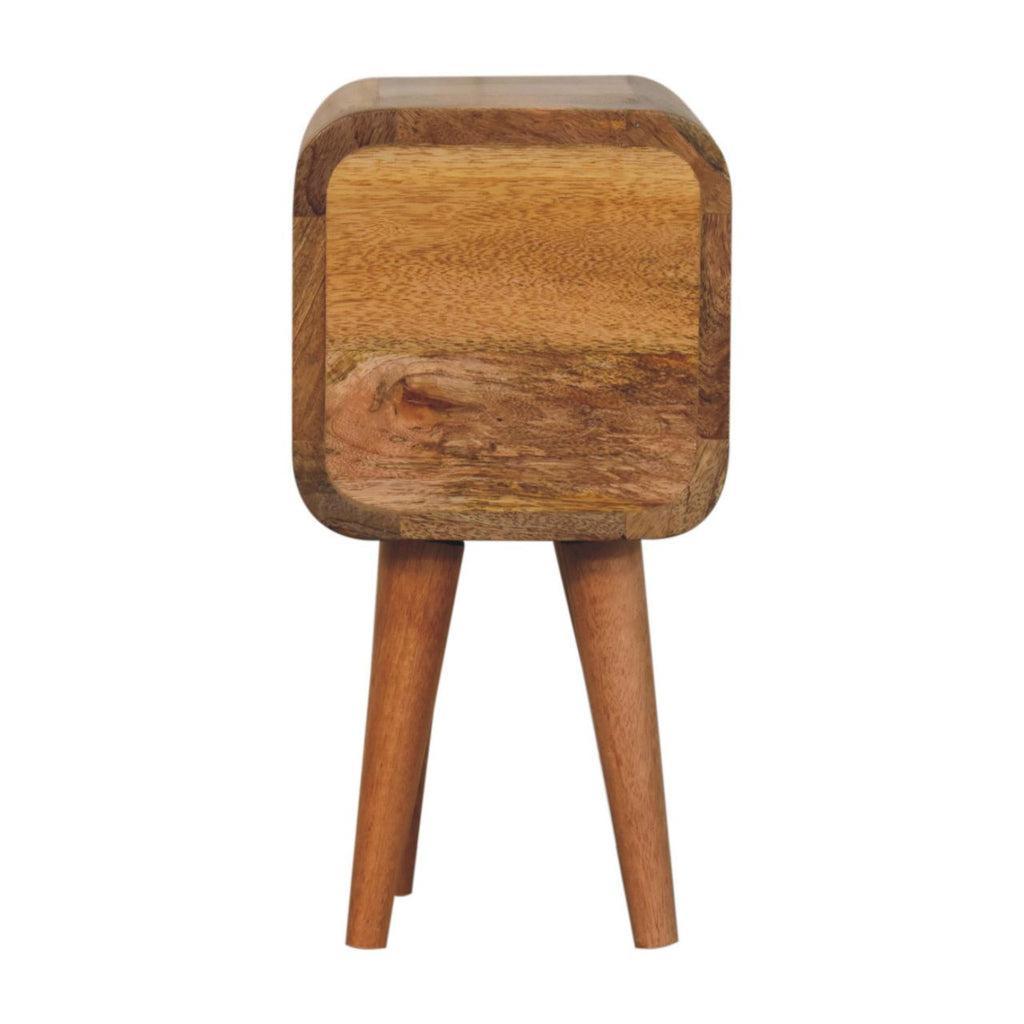Solid Wood Extra Mini Curved Oak-ish Bedside Table