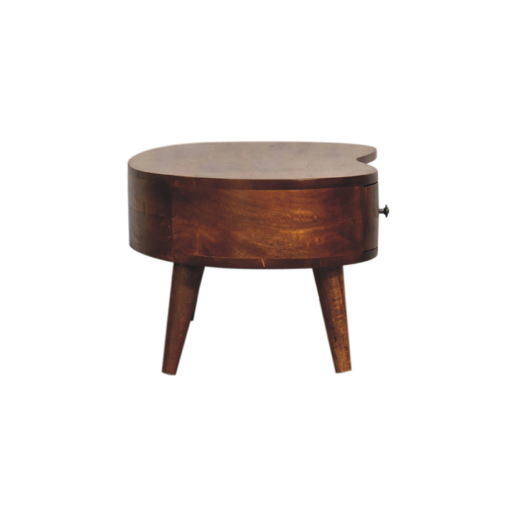 Solid Wood Mini Chestnut Wave Coffee Table, 1-Drawer, 1 Open-Shelf