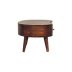 Solid Wood Mini Chestnut Wave Coffee Table, 1-Drawer, 1 Open-Shelf