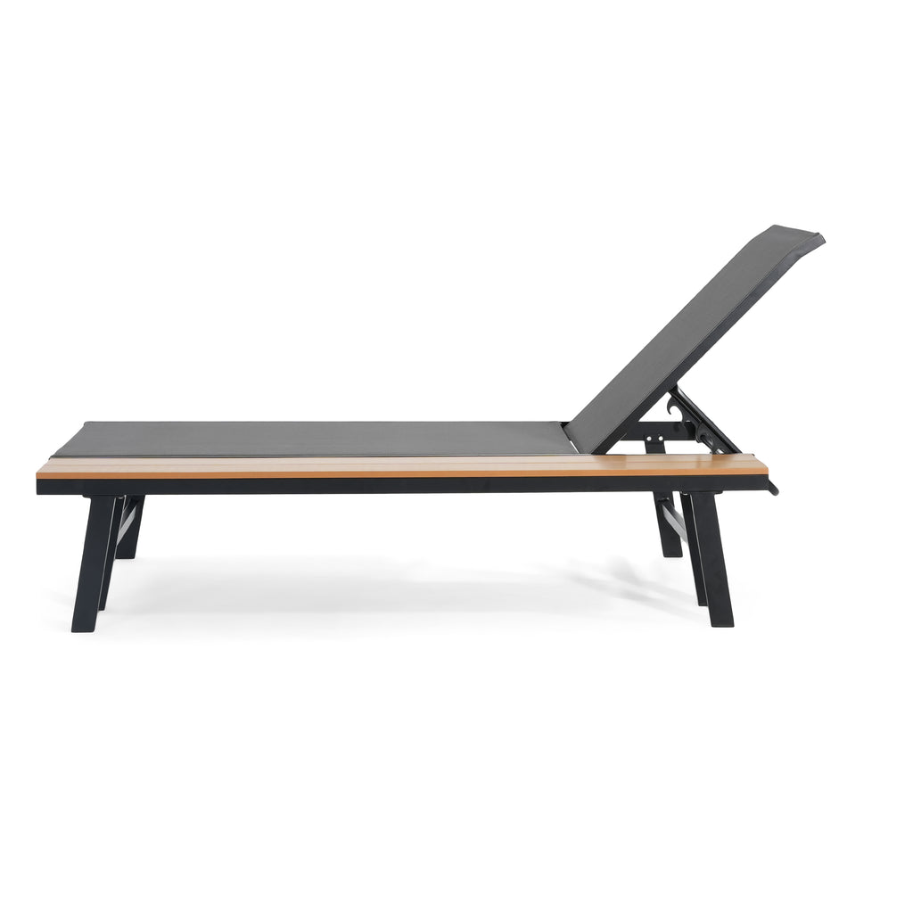 Waterloo Chaise Lounge With Attached Wood Side Table, Set Of 2