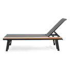 Waterloo Chaise Lounge With Attached Wood Side Table, Set Of 2